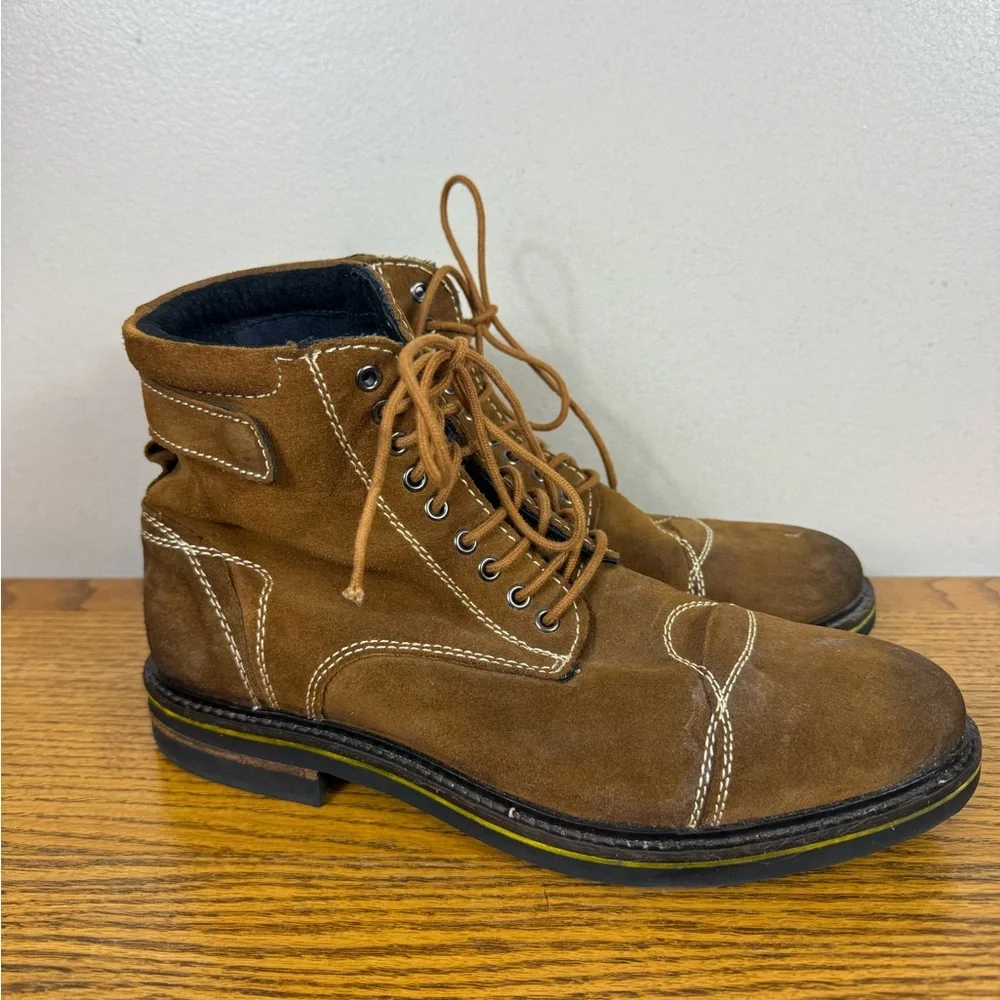 Roan Zalen Mens Boots Suede Work Brown Size 9‎ Outdoor Utility Lace-Up Casual